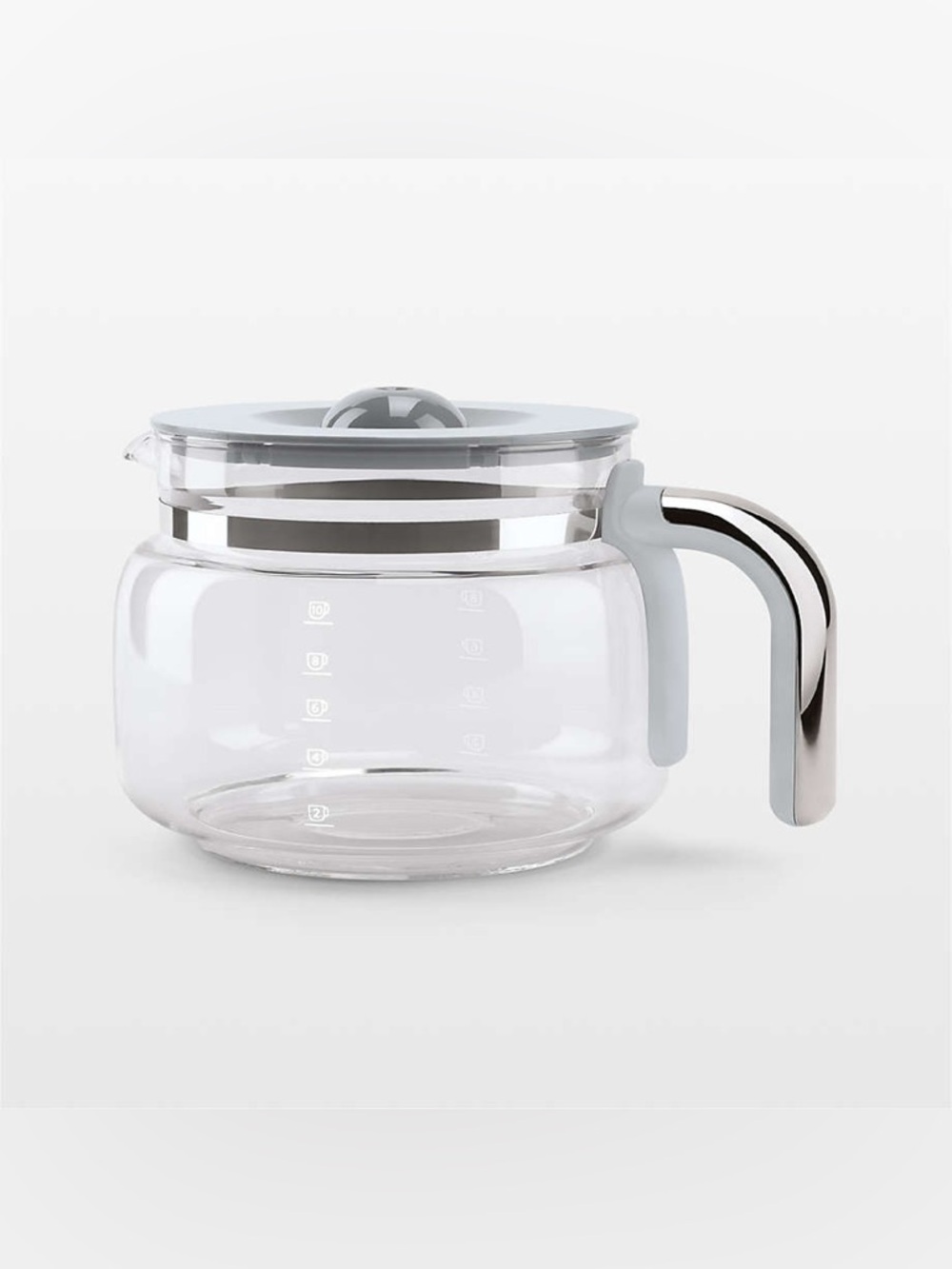 SMEG 10 Glass Coffee Carafe Silver Handle and Gray Lid